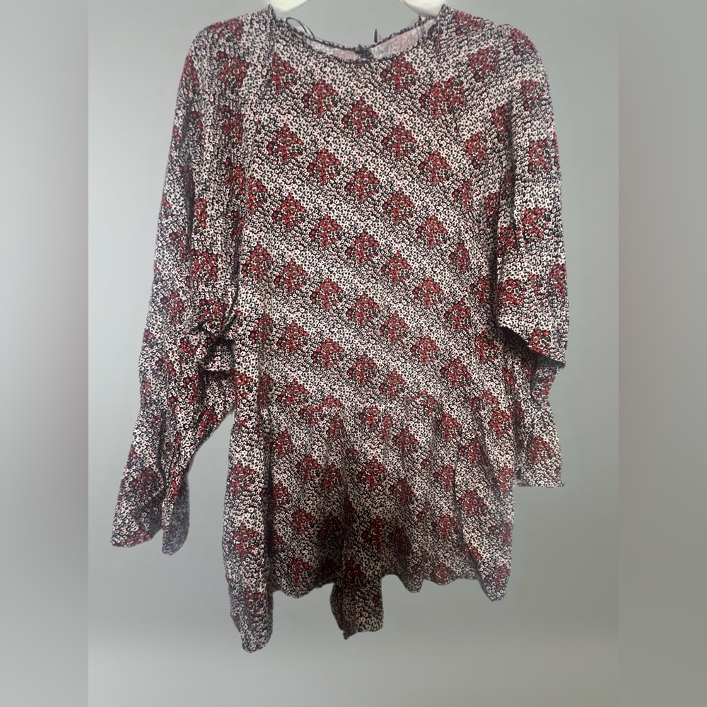 Zara Red and White 3/4 Sleeve Boxy Blouse